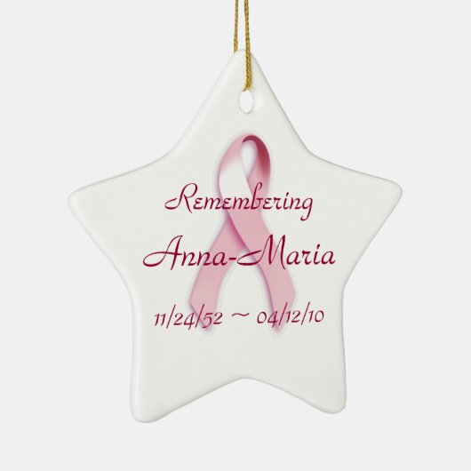 "Remembering__" Brustkrebs-Bewusstseins-Band Keramikornament (Rechts)