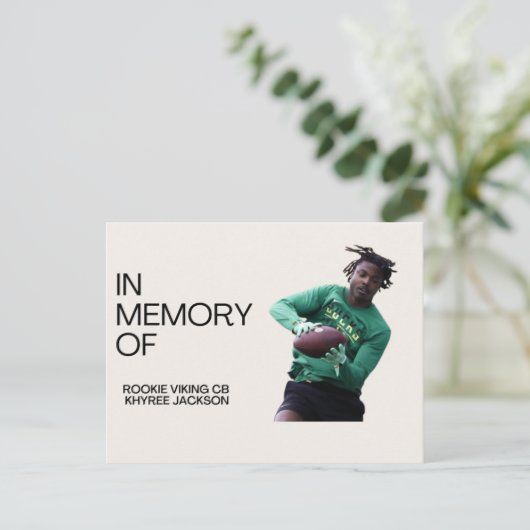 Remembering Vikings Rookie CB Khyree Jackson Postkarte (Stehend Vorderseite)