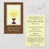 Remembrance Card Dove Host Sacrament Confirmation Visitenkarte (Vorne/Hinten)