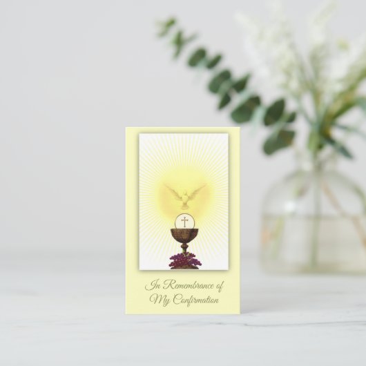 Remembrance Card Dove Host Sacrament Confirmation Visitenkarte (Stehend Vorderseite)