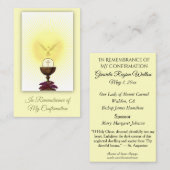 Remembrance Card Dove Host Sacrament Confirmation Visitenkarte (Vorne/Hinten)