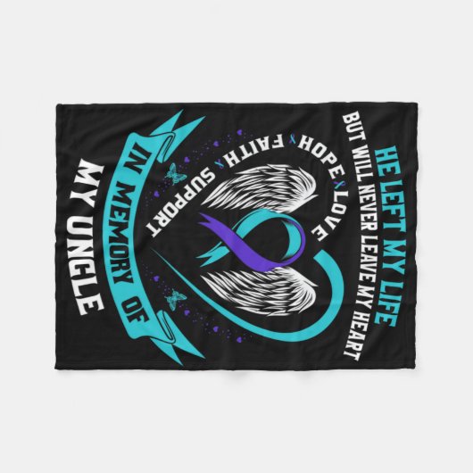 Remembrance In Memory Of My Uncle Suicide Awarenes Fleecedecke (Vorderseite (Horizontal))