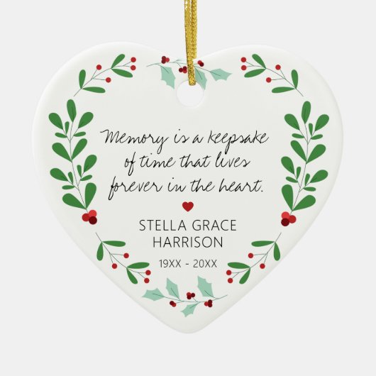 Remembrance Memory Is A Keepsake Greenery Phot Keramik Ornament (Vorne)