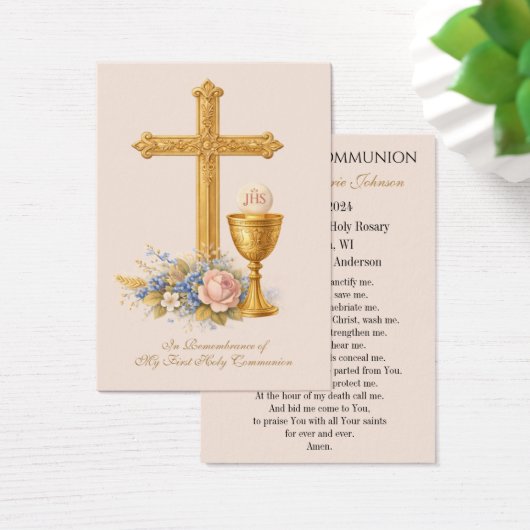 Remembrance Prayer Card for First Holy Communion (Schreibtisch)