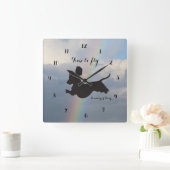Remembrance Rainbow Dachshund Wall Clock Quadratische Wanduhr (Zuhause)