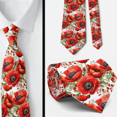 Remembranise Day Red Poppies Poppy Floral Neck TIe Krawatte