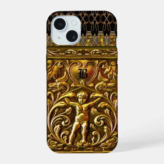 Remiel Cherub Liebe Monogram iPhone 15 Hülle (Rückseite)