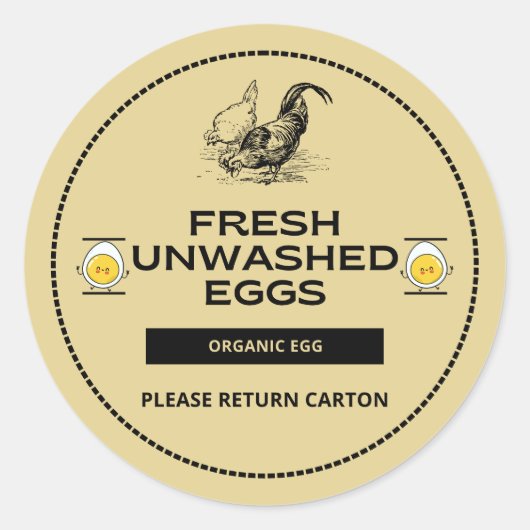 Reminder Labels for Egg Packaging Runder Aufkleber (Vorderseite)