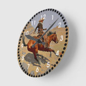 Remington: Cowboy, American Cowboy Art Runde Wanduhr (Winkel)