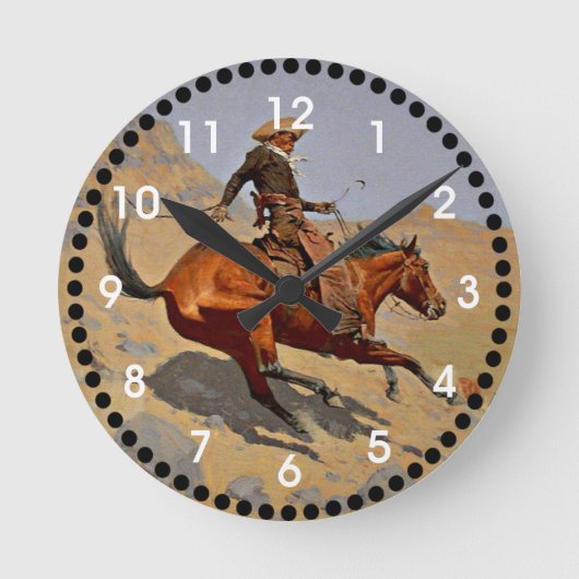 Remington: Cowboy, American Cowboy Art Runde Wanduhr (Vorderseite)