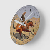 Remington: Cowboy, American Cowboy Art Runde Wanduhr (Winkel)
