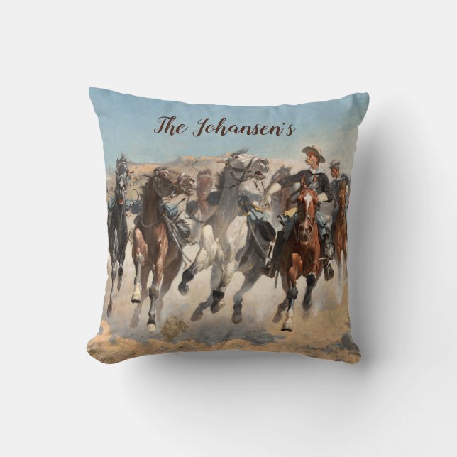Remington Cowboy Southwestern Western Pillow Kissen (Vorderseite)