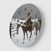 Remington - Fall des Cowboy, Kunstmalerei, Große Wanduhr (Winkel)