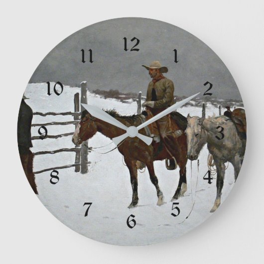 Remington - Fall des Cowboy, Kunstmalerei, Große Wanduhr (Vorderseite)