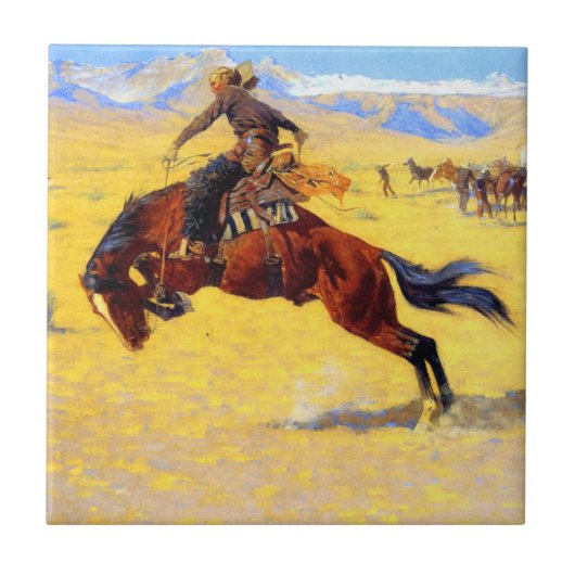 Remington Old West Horse und Cowboy Fliese (Vorderseite)