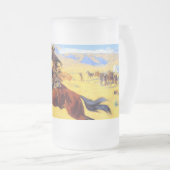 Remington Old West Horse und Cowboy Mattglas Bierglas (VorderseiteRechts)