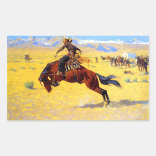 Remington Old West Horse und Cowboy Rechteckiger Aufkleber
