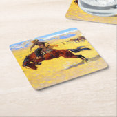 Remington Old West Horse und Cowboy Rechteckiger Pappuntersetzer (angewinkelt)