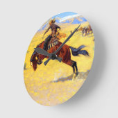 Remington Old West Horse und Cowboy Runde Wanduhr (Winkel)