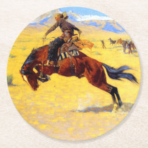 Remington Old West Horse und Cowboy Runder Pappuntersetzer