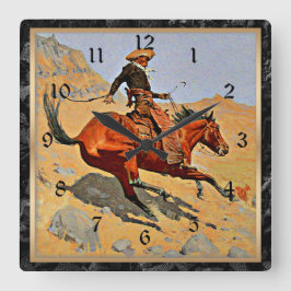 Remington: The Cowboy, American Cowboy Quadratische Wanduhr