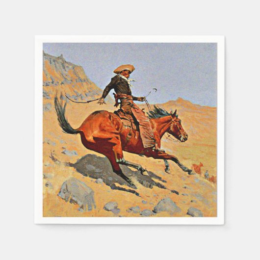 Remington - The Cowboy, berühmtes Bild Serviette (Vorderseite)