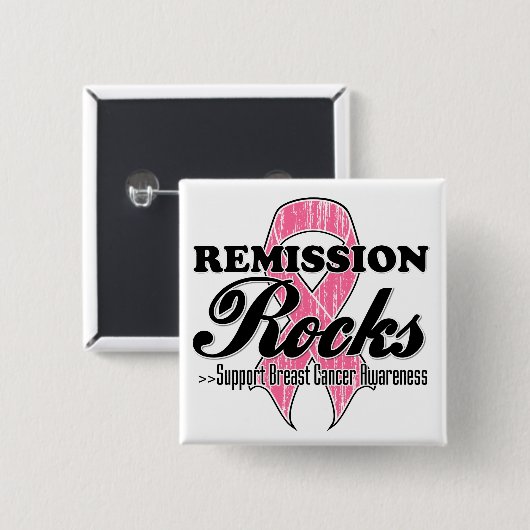 Remission Rocks - Brustkrebs-Bewusstsein Button (Vorne & Hinten)