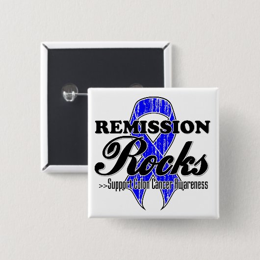 Remission Rocks - Colon Cancer Awareness Button (Vorne & Hinten)