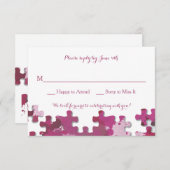 Remissionskarte für Puzzleteile rosa RSVP Karte (Vorne/Hinten)