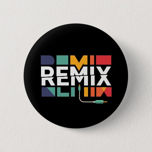 Remix Audio | DJ Music Retro Geometric Graphic Button (Vorderseite)