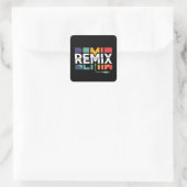 Remix Audio | DJ Music Retro Geometric Graphic Quadratischer Aufkleber (Tasche)