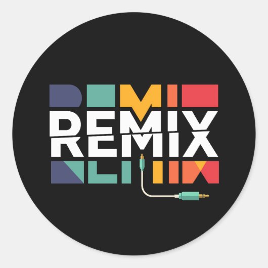 Remix Audio | DJ Music Retro Geometric Graphic Runder Aufkleber (Vorderseite)