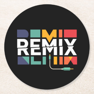 Remix Audio | DJ Music Retro Geometric Graphic Runder Pappuntersetzer