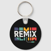 Remix Audio | DJ Music Retro Geometric Graphic Schlüsselanhänger (Rückseite)