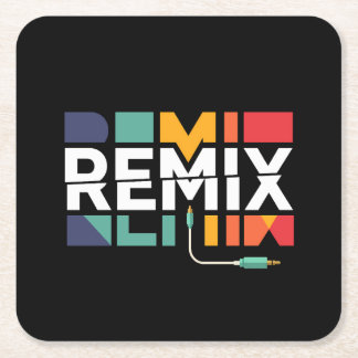Remix-Audio | DJ-Musik Retro-Geometrisches Grafikd Rechteckiger Pappuntersetzer