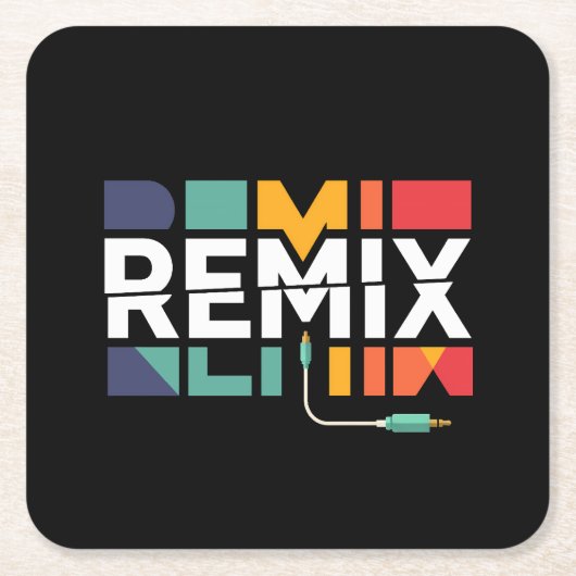 Remix-Audio | DJ-Musik Retro-Geometrisches Grafikd Rechteckiger Pappuntersetzer (Vorderseite)