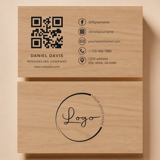 Remodeling Company Wood Professional QR Code Visitenkarte