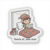 Remote Elf Chaos – Funny Christmas Work from Home  Aufkleber (Vorderseite)
