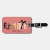 Remote Sunset Beach Palm Tree Word Art Gepäckanhänger (Vorderseite horizontal)