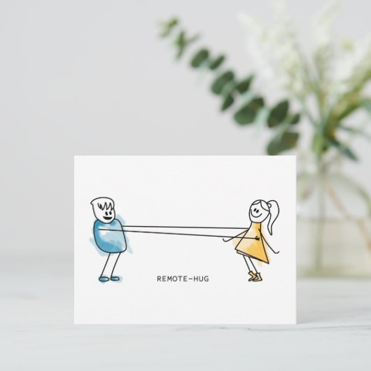 Remote-Umarmung Postkarte (Stehend Vorderseite)