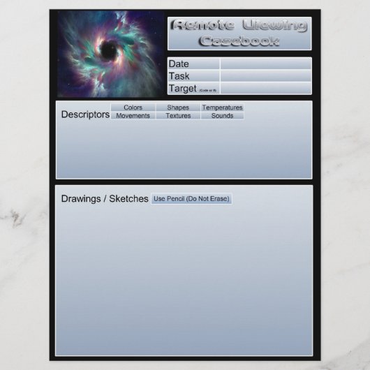 Remote Viewing Casebook Sheets Flyer (Vorne)