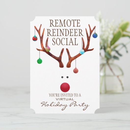 Remote/Virtual Holiday Party Einladung (Stehend Vorderseite)