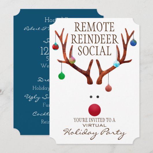 Remote/Virtual Holiday Party Einladung (Vorne/Hinten)