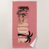 Remote Word Art Splash Palm Tree Silhouette Strandtuch (Vorderseite)