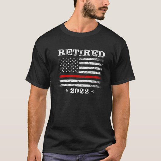 Remüde 2022 Firefighter-Flag-Reifen der dünnen rot T-Shirt (Vorderseite)