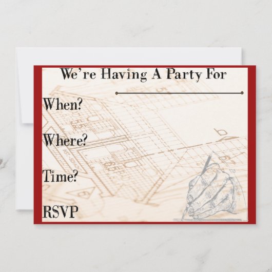 Remüde Architect Party Einladungen (Rückseite)