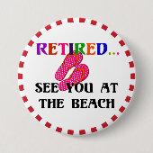 Remüde - Bis zum Strand, rosa Flip Flops Button (Vorderseite)