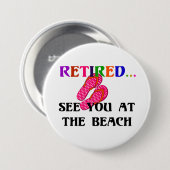 Remüde - Bis zum Strand, rosa Flip Flops Button (Vorne & Hinten)