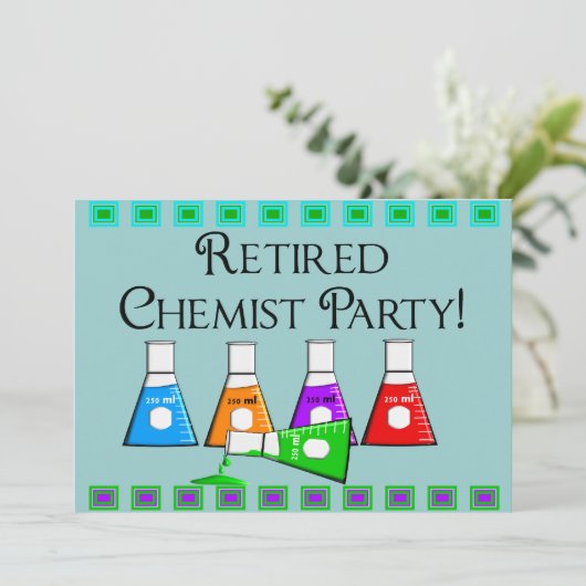 Remüde Chemist Party Einladungen (Stehend Vorderseite)