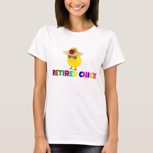 Remüde Chick, buntes Design T-Shirt (Vorderseite)